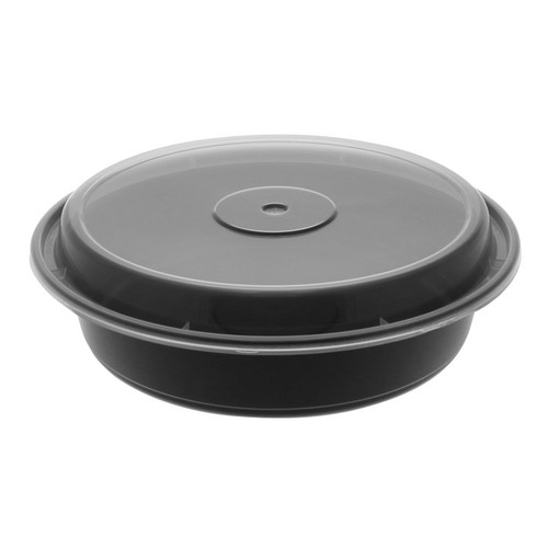 Newspring VERSAtainer 35 oz. Round PP Container and Lid, Black/Clear, 150 ct.
