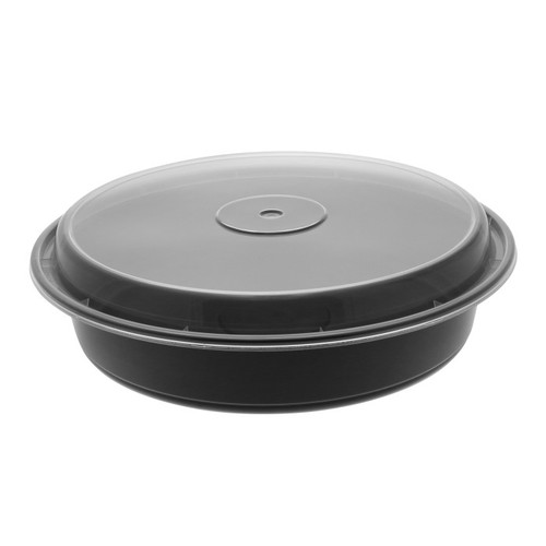 Newspring VERSAtainer 48 oz. Round PP Container and Lid, Black/Clear, 150 ct.