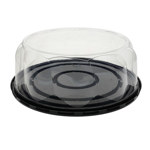 Pactiv Evergreen 3.5" Swirl Dome Lid with 10" Base for 8" Cake, Black/Clear, 100 ct.