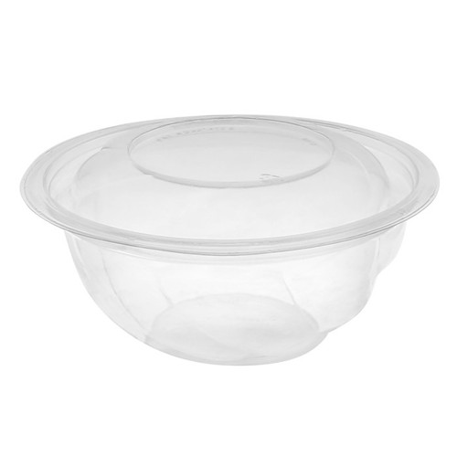 EarthChoice 7" Round 24 oz. RPET Swirl Bowl and Lid, Clear, 300 ct.