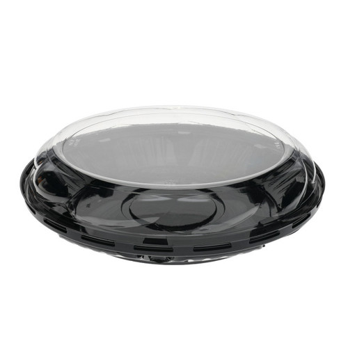 Pactiv Evergreen 1.5" Tall Swirl Dome Lid and Base for 9" Pie, Black/Clear, 100 ct.