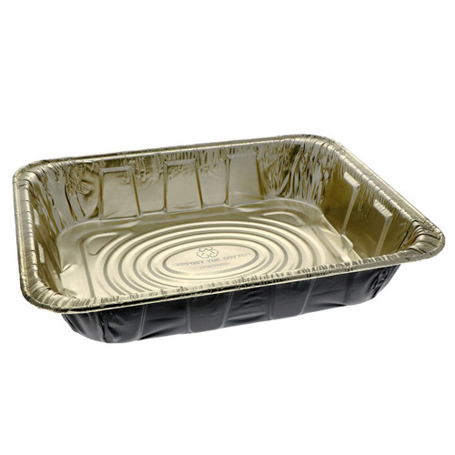 Pactiv Evergreen Half-Size Deep Aluminum Steam Table, Black/Gold, 100 ct.