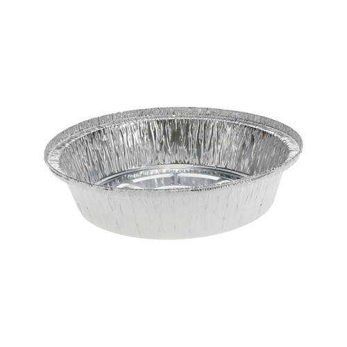Pactiv Evergreen 7" 1.5 Lb. Aluminum Round Hemmed Edge Take-Out Container, Silver, 500 ct.
