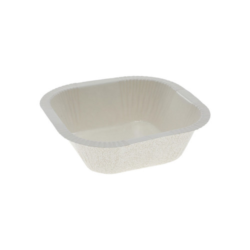 Pactiv Evergreen 5.8 oz. PFAS-Free Pressware Classic Stoneware Dual-Ovenable Paperboard Trays, White with Brown Specks, 1,500 ct.