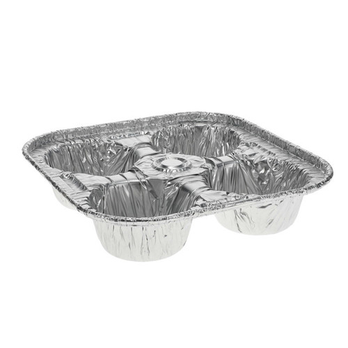 Pactiv Evergreen Four Cup Aluminum Muffin Pan, Silver, 200 ct.