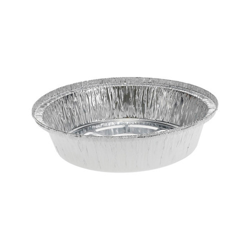 Pactiv Evergreen 7" 1.5 Lb. Aluminum Round Hemmed Edge Take-Out Container, Silver, 500 ct.