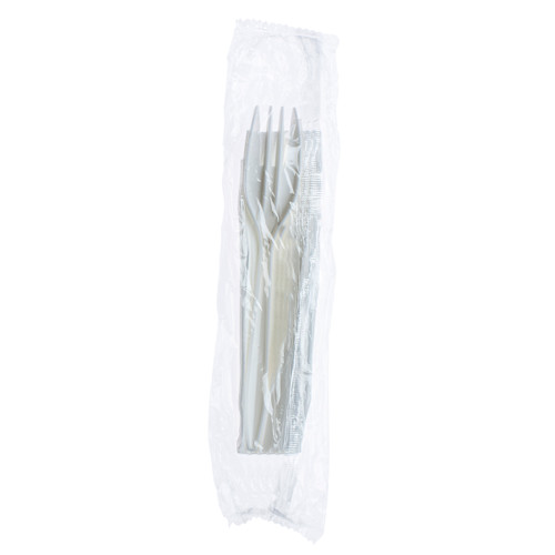 Touch® Cutlery Kits White Cutlery Kit - Fork, Napkin, Salt (TI91998)