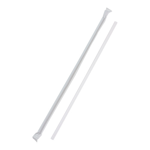 Touch Straws 8” White Milkshake Straws - Individually Wrapped (TI924979)