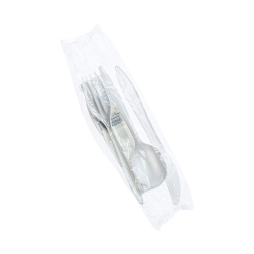 Touch® Cutlery Kits White Cutlery Kit - Knife, Fork, Soup Spoon, Napkin (TI91994)