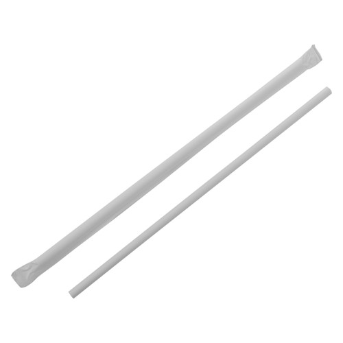 Touch Straws 10” White Paper Jumbo Straws 7mm - Individually Wrapped (TI92956WP)