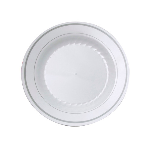 Masterpiece® Dinnerware 6” Round White/Silver Plate (MP6WSLVR)