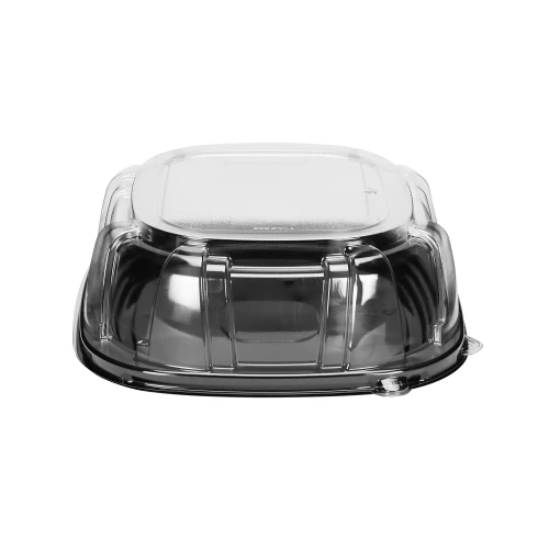 Contours™ Flexible, Thermoformed Trays 11” Black Square Tray/Dome Lid Combo (ASQ11CMBBL)