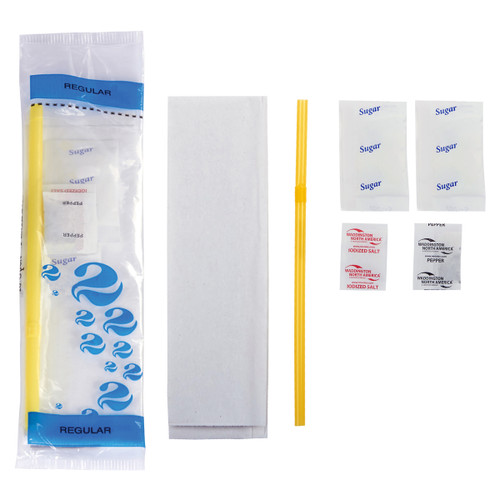 Diet Kits Salt, Pepper, 2 Sugars, Flex Straw, 2-Ply Napkin 12.5 x 15.5 (612195)