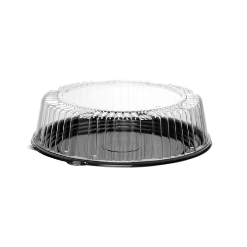 Casuals™ Round Tray 12” Black/Clear Thermoformed Tray w/Dome Lid (Combo) (ACP512BL)