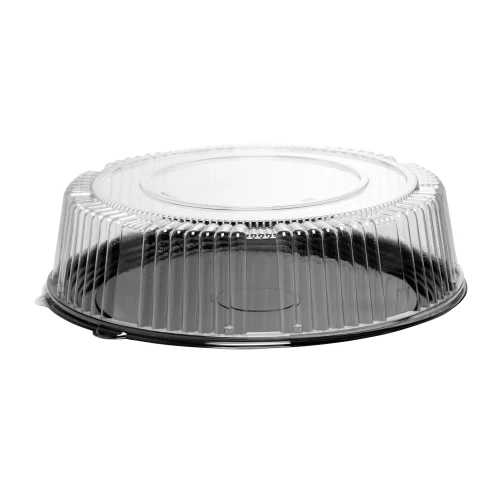 Casuals™ Round Tray 16” Black/Clear Thermoformed Tray w/Dome Lid (Combo) (ACP516BL)