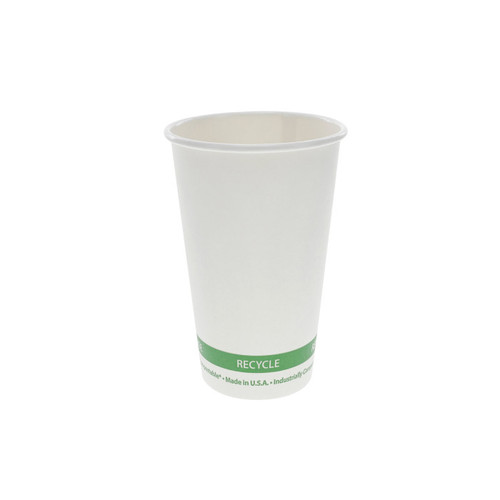 Sysco Earth Plus 16 oz. Compostable Paper Cup, White, Printed, 1,000 ct.