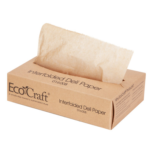 EcoCraft® Interfolded dry wax deli paper NK8 - Natural - 8.00 x 10.75 (016008)