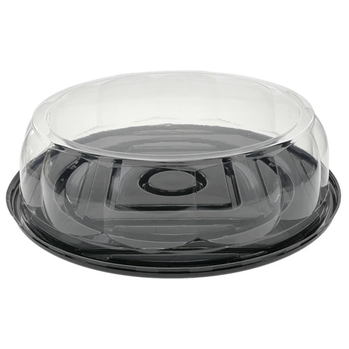 Pactiv Evergreen 3.5" RoseDome Lid and 13" Base for 11" Cake, Black/Clear, 50 ct.