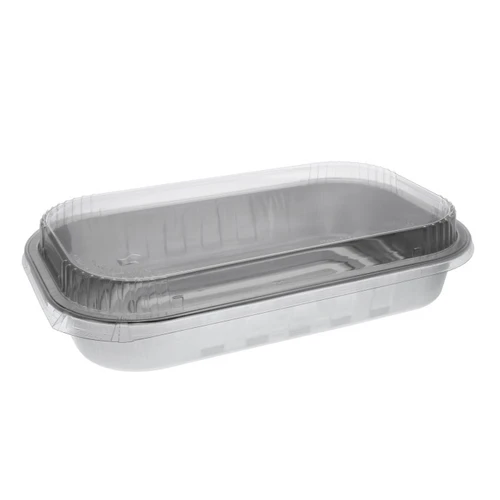 Pactiv Evergreen 72 oz. Aluminum Carry-Out Container with PET Tamper-Evident Dome, Silver/Clear, 125 ct.