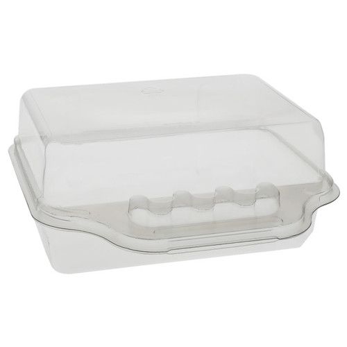 Pactiv Evergreen 7 x 6" PET Hinged Lid Container Lunch Box, Clear, 150 ct.
