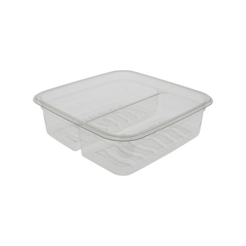 EarthChoice 6" Square RPET 17 oz. 2-Compartment Container with Juice Trap, Clear, 360 ct.