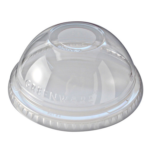 Greenware Compostable PLA Dome Lids with 1" Hole for "A" Size Cold Drink Cups, Clear, 1,000 ct.