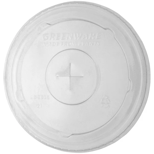 Greenware Compostable PLA X-Slot Lids for "D" Size Cold Drink Cups, Clear, 1,000 ct.