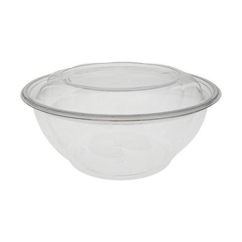 EarthChoice 10" Round 96 oz. RPET Swirl Bowl and Lid, Clear, 100 ct.