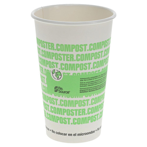 GFS Re.Source 16 oz. Compostable Paper Hot Cup, Printed, 1,000 ct.