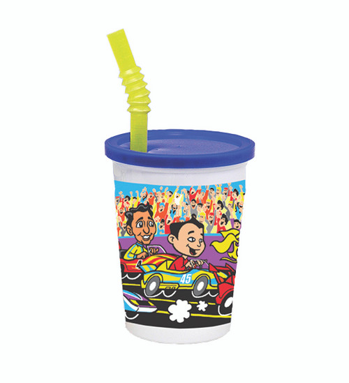 Fun-Cups™ Kid Cups 12 fl oz (355ml) Race Car Thermo Cup Combo Pack w/ Reusable Lid & Straw (VK3CARSRK)