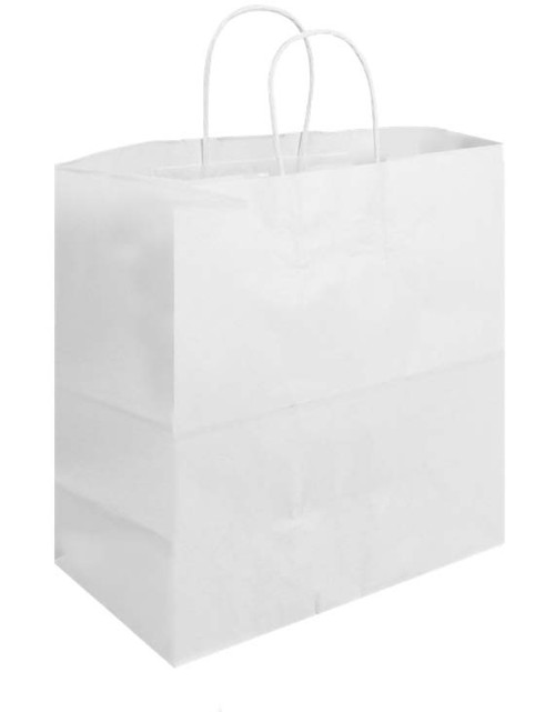 Virgin white & natural kraft shopping bags Jr. Mart - 13.00 x 7.00 x 13.00 (87281)