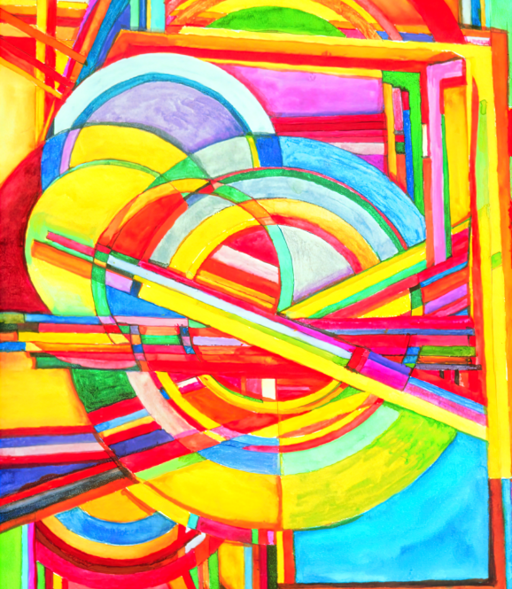 Abstract painting by Jerry Garcia titled "Curves and Lines"