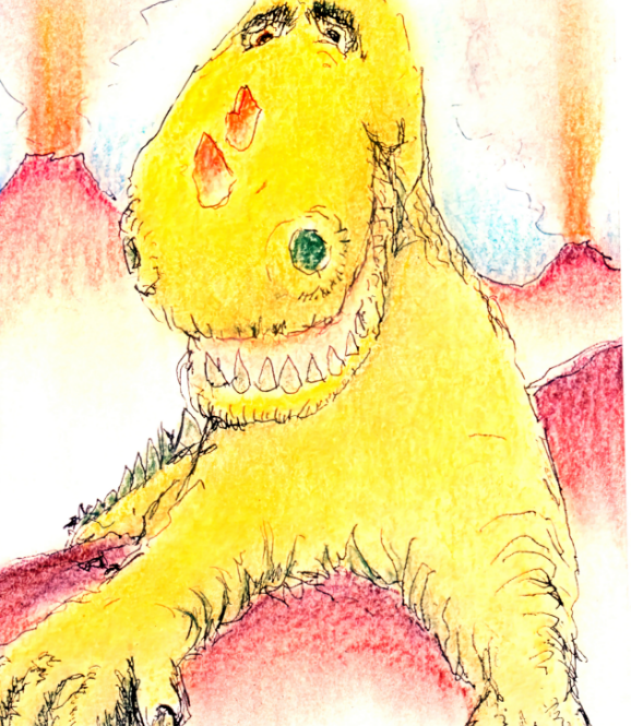 Dragon artwork by Jerry Garcia titled "Reluctant Dragon Smile"
