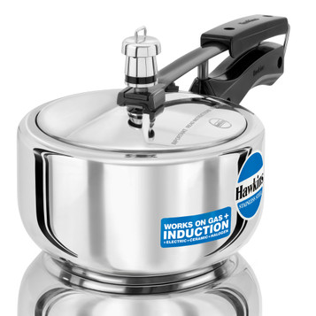 HAWKINS STAINLESS STEEL 2 LITRE PRESSURE COOKER - WORKS ON GAS+INDUCTION