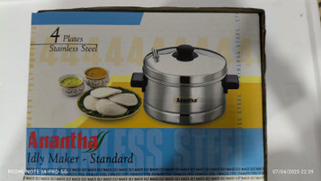 ANANTHA STAINLESS STEEL IDLY COOKER 4 PLATE