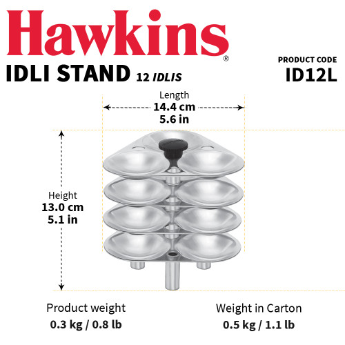 HAWKINS IDLI STAND 12 LARGE IDLIS (SUITABLE PRESSURE COOKER L or