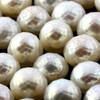 Joopy Gems White Cultured Freshwater Pearls Half-Drilled Button 10-10.5mm ROSE CUT