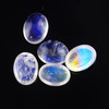 SALE 593 Rainbow Moonstone AA Cabochon 8x6mm Oval,   lot of 5 stones