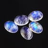 Joopy Gems SALE 594 Rainbow Moonstone AA Cabochon 7x5mm Oval, lot of 5 stones