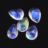 Joopy Gems SALE 595 Rainbow Moonstone AA Rose Cut Cabochon 3x4mm Pear, lot of 5 stones