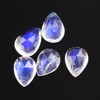 Joopy Gems SALE 595 Rainbow Moonstone AA Rose Cut Cabochon 3x4mm Pear, lot of 5 stones