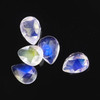 Joopy Gems SALE 595 Rainbow Moonstone AA Rose Cut Cabochon 3x4mm Pear, lot of 5 stones