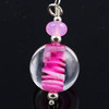 Joopy Gems "Marble" Pink and White Handmade Glass Focal Bead, 18mm