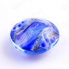 Joopy Gems Blue Layered Handmade Glass Lentil Bead, 30mm