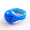 Joopy Gems Blue Transparent and Opaque Swirled Handmade Glass Ring, Size 7 1/8