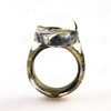 Joopy Gems "Storm" Paperweight Style Black, Ivory and Silver Handmade Glass Ring, Size 7 1/2