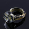 Joopy Gems "Storm" Paperweight Style Black, Ivory and Silver Handmade Glass Ring, Size 7 1/2