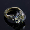 Joopy Gems "Storm" Paperweight Style Black, Ivory and Silver Handmade Glass Ring, Size 7 1/2