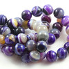 Joopy Gems SALE752 Dyed Purple Banded Agate Beads, 12mm Round, 40cm Full Strand