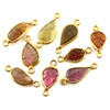 SALE931 Tourmaline Carved Leaf Charms Set in 14ct gold filled silver 5x10mm approx  Lot of 9